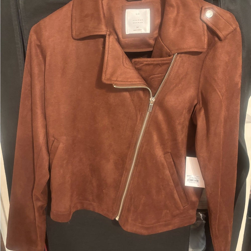 LC Lauren Conrad Women's Leather Jacket in Rich Brown
